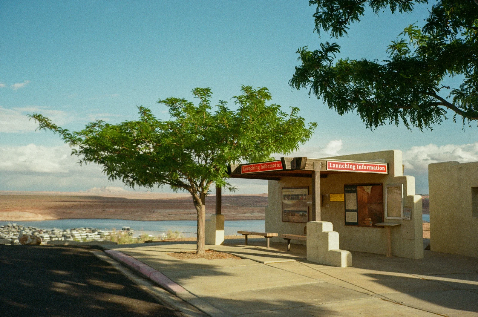 Travel scene — sunlit street with local architecture